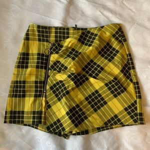 yellow plaid mini tartan skort by zara size xsmall